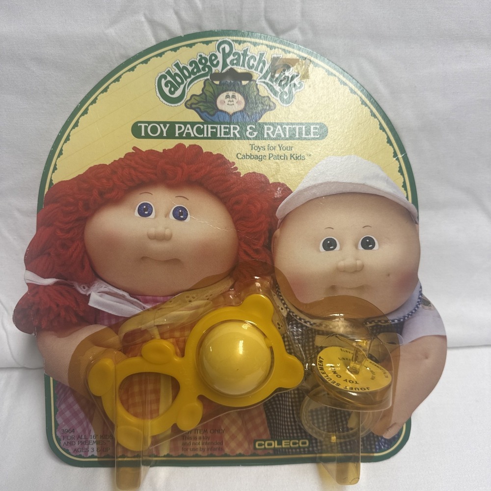 Vtg 1984 Cabbage Patch Kids  Toy Pacifier & Rattle Coleco 3964 Sealed NRFP